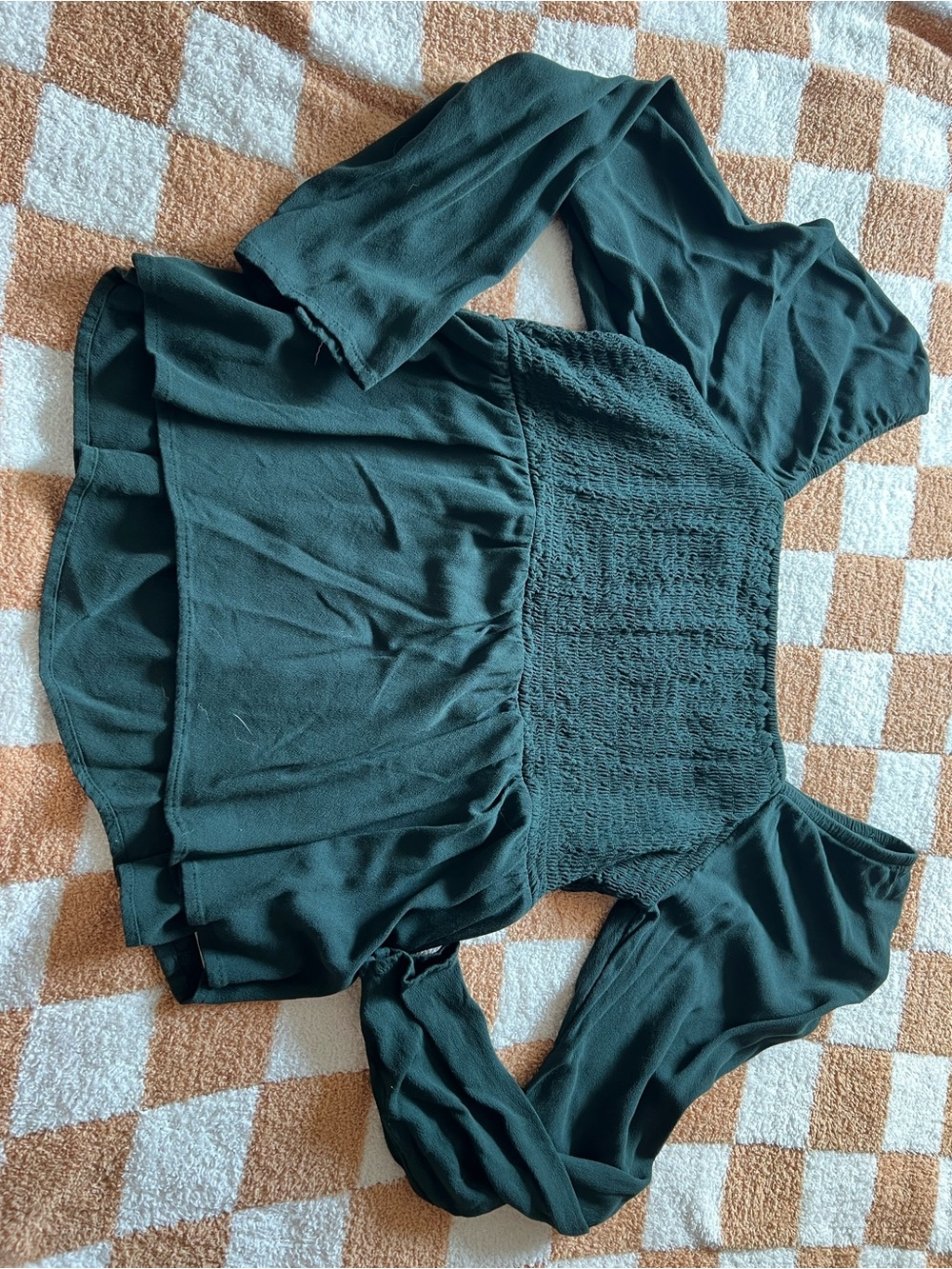 Old Navy Dark Green Smocked Peplum Crop Top